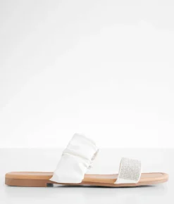 Qupid Glitz Double Strap Sandal White Discount