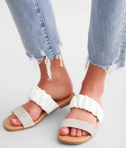 Qupid Glitz Double Strap Sandal White Discount