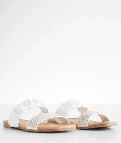 Qupid Glitz Double Strap Sandal White Discount