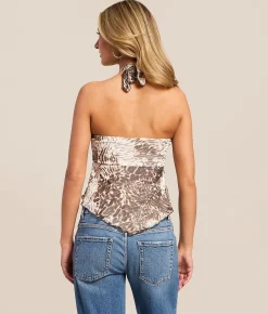 Willow & Root Glitz Hanky Tube Top With Detachable Scarf Brown Outlet