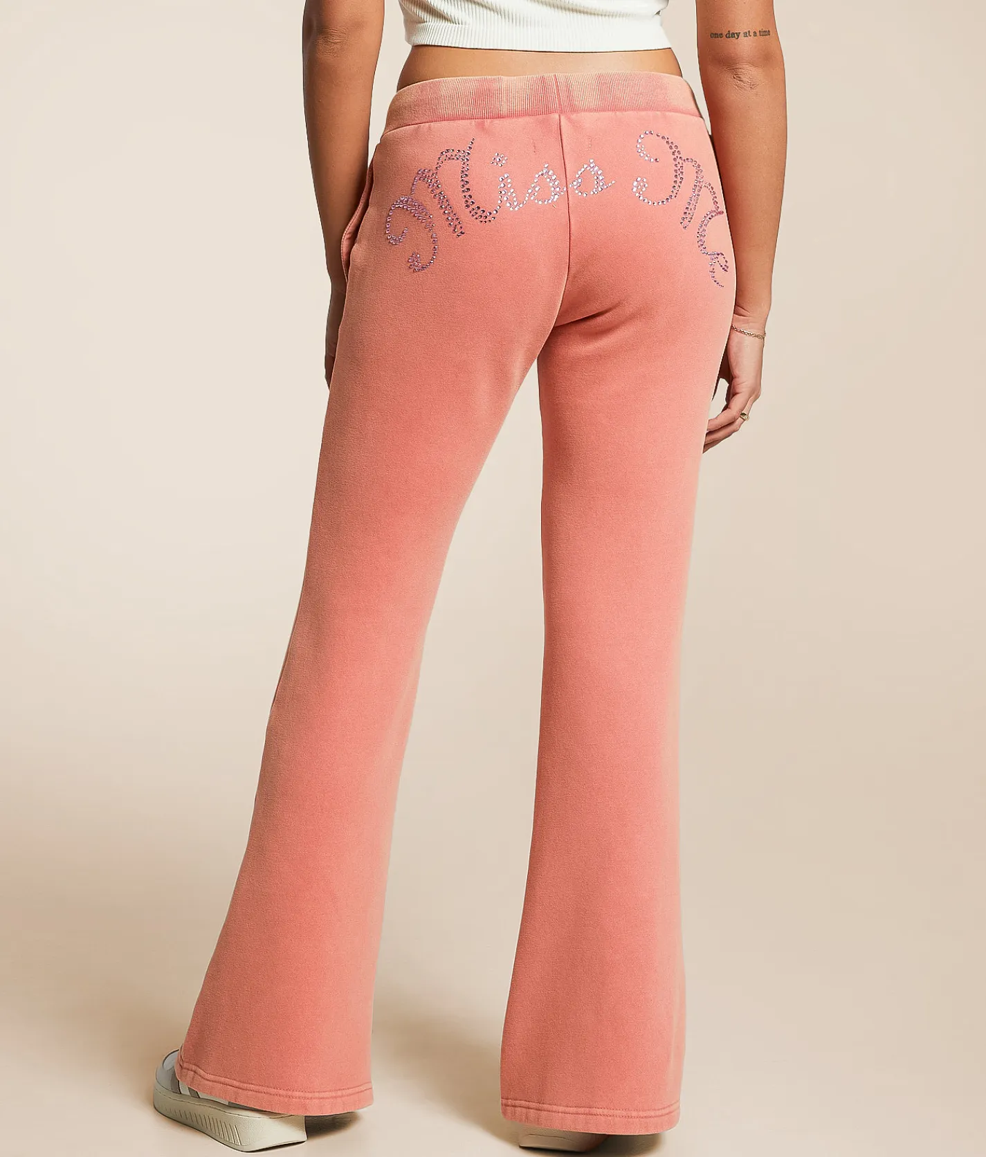 Miss Me Glitz Track Suit Sweatpant Coral Pink Outlet