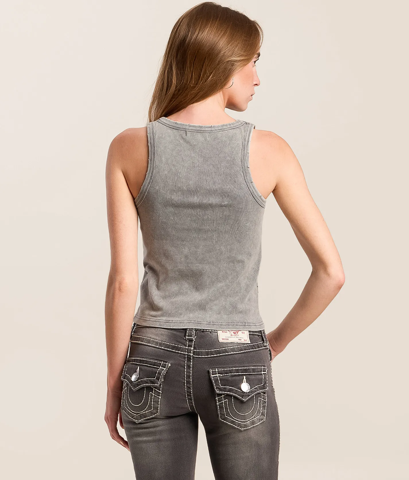 Tops | Gilded Intent Glitz Washed Tank Top Grey