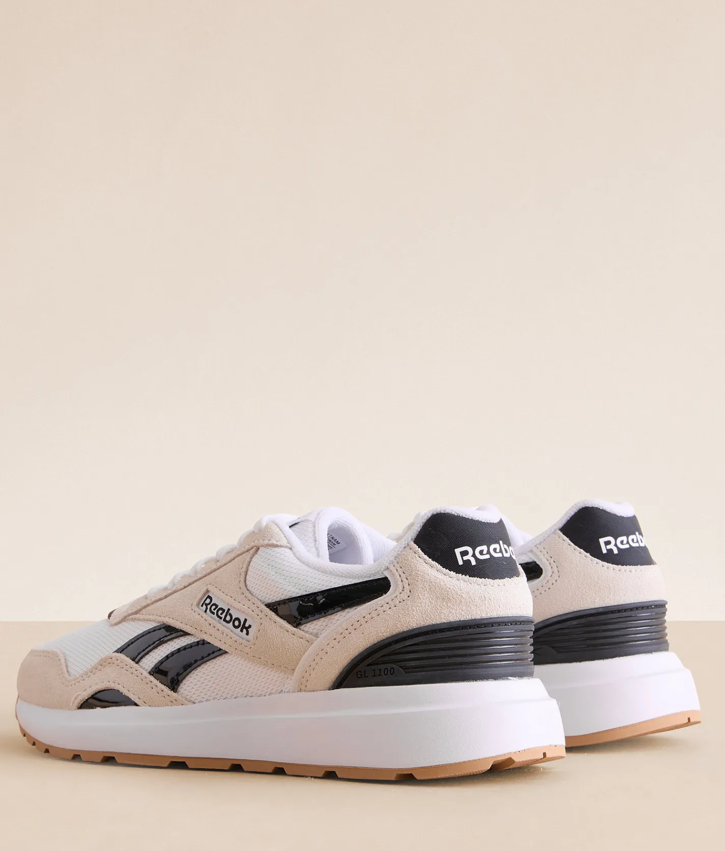 Reebok® GL1100 Leather Sneaker White White Black Discount