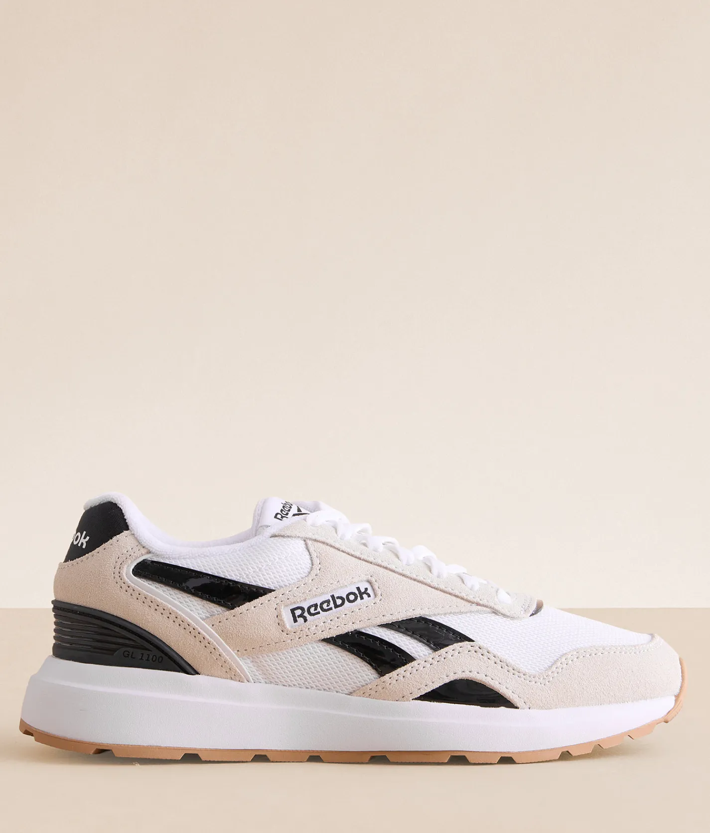 Reebok® GL1100 Leather Sneaker White White Black Discount