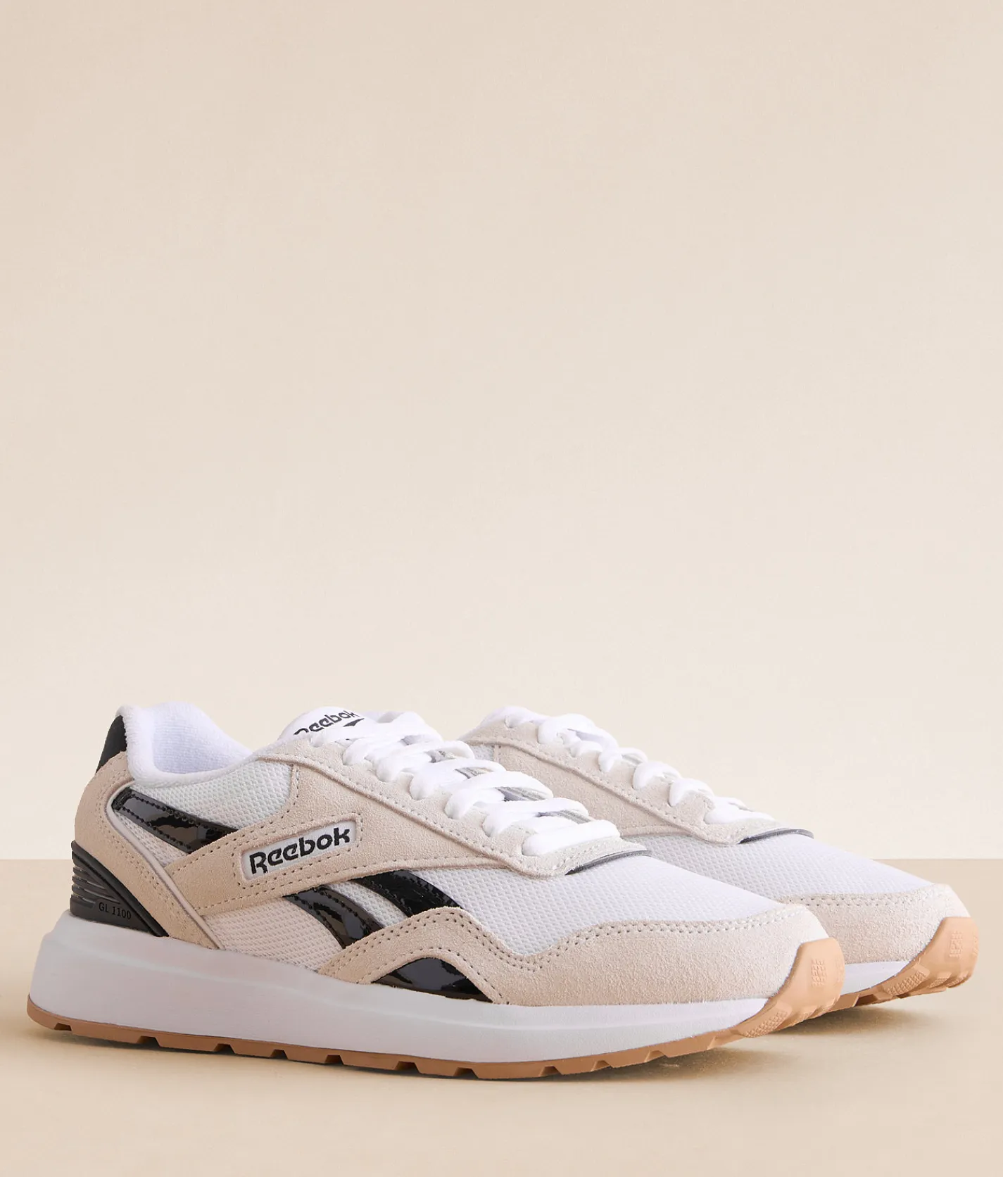 Reebok® GL1100 Leather Sneaker White White Black Discount
