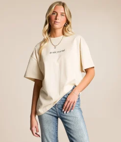 Tops | Modish Rebel Go Ask Your Dad Oversized T-Shirt Beige