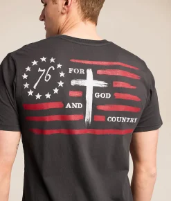 Tops|Graphic T-Shirts | Howitzer God & Country T-Shirt Grey Pinstripe