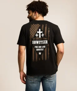 Tops|Graphic T-Shirts | Howitzer God & Country T-Shirt Black