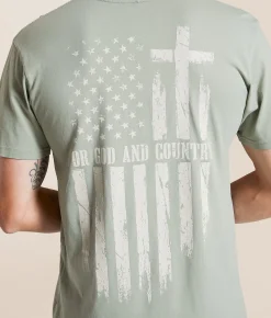 Tops|Graphic T-Shirts | Howitzer God & Country T-Shirt Sea Grass