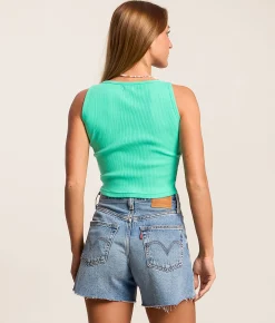 Billabong Go For It Cropped Tank Top Jade New