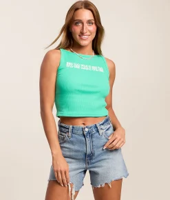 Billabong Go For It Cropped Tank Top Jade New