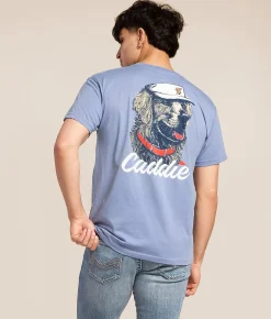 Caddie Golden Golfer T-Shirt Washed Denim