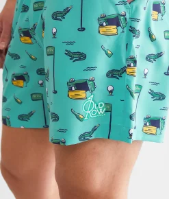 Bottoms|Swimwear | Old Row Golf Stretch Swim Trunks Teal