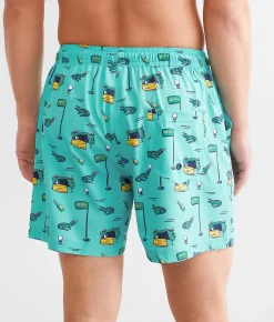 Bottoms|Swimwear | Old Row Golf Stretch Swim Trunks Teal