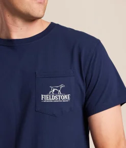 Tops|Graphic T-Shirts | Fieldstone Good Boy T-Shirt Washed Navy