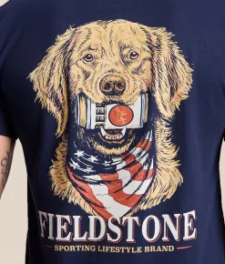 Tops|Graphic T-Shirts | Fieldstone Good Boy T-Shirt Washed Navy