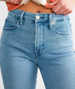 GOOD AMERICAN Good Legs High Rise Straight Stretch Jean Blue 449 Sale