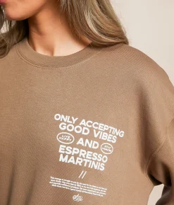 Tops | Southern Bliss Good Vibes Only Oversized Pullover Brown