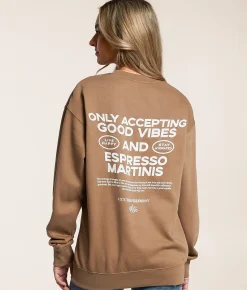 Tops | Southern Bliss Good Vibes Only Oversized Pullover Brown