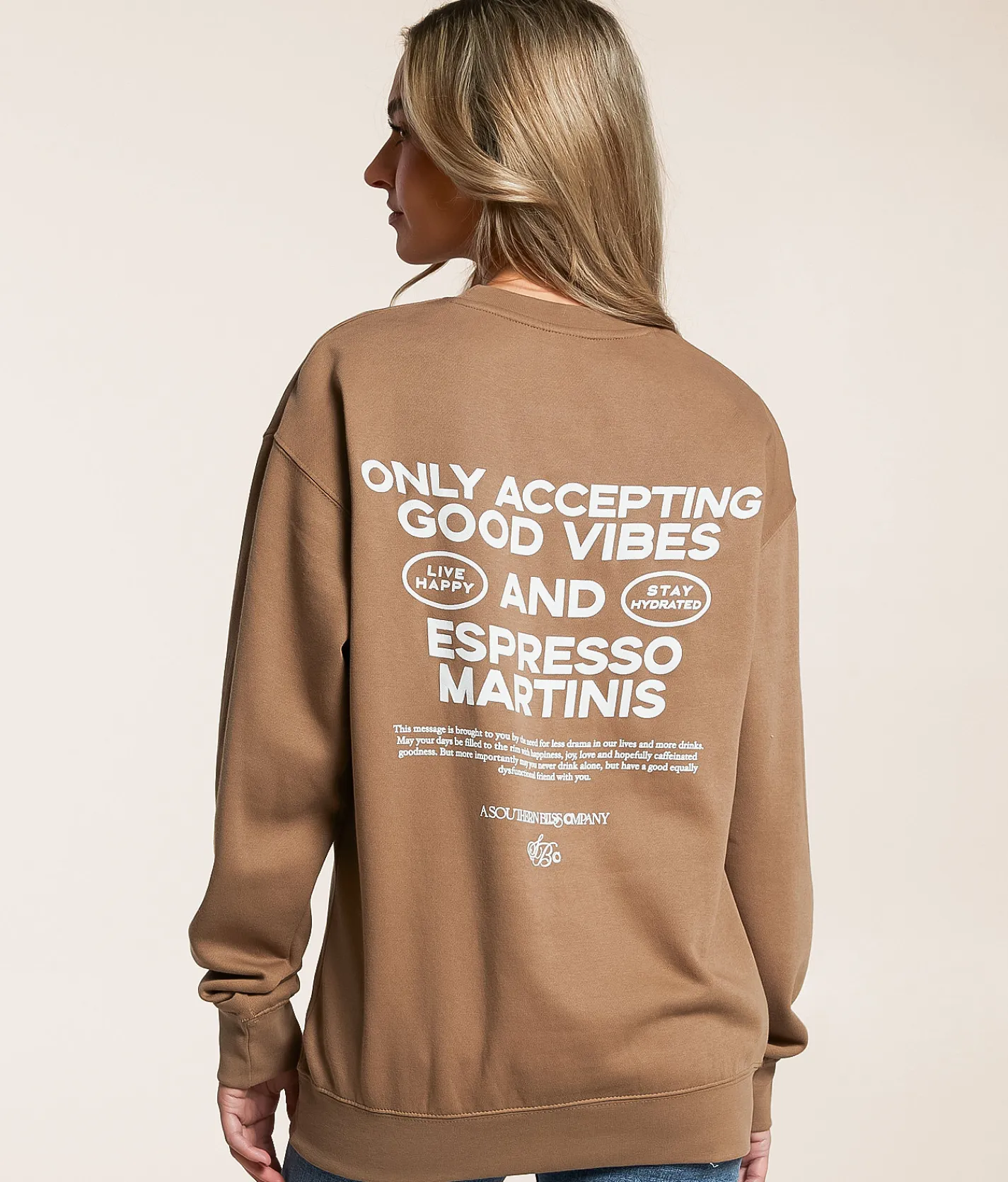 Tops | Southern Bliss Good Vibes Only Oversized Pullover Brown