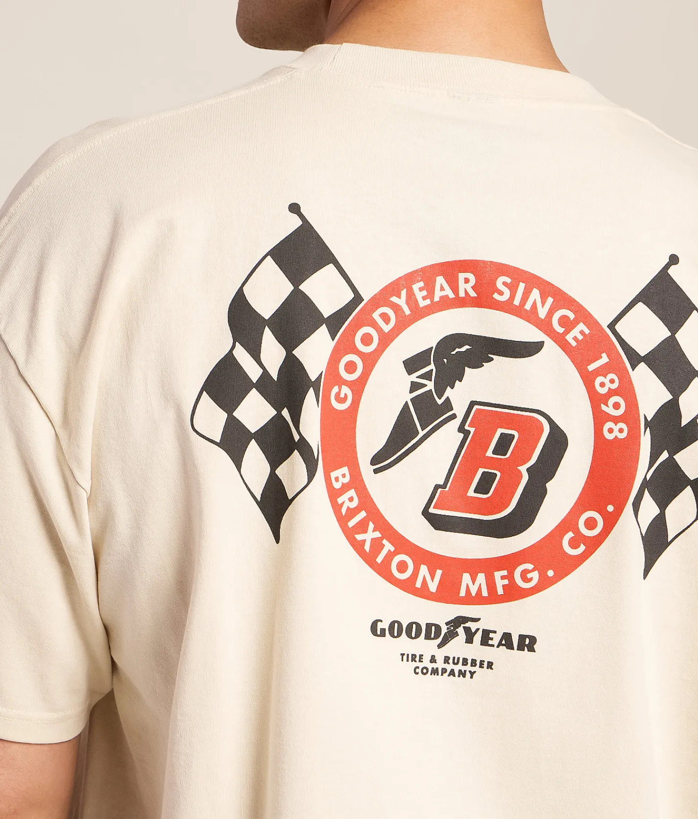 Tops|Graphic T-Shirts | Brixton Goodyear Speedway T-Shirt Cream