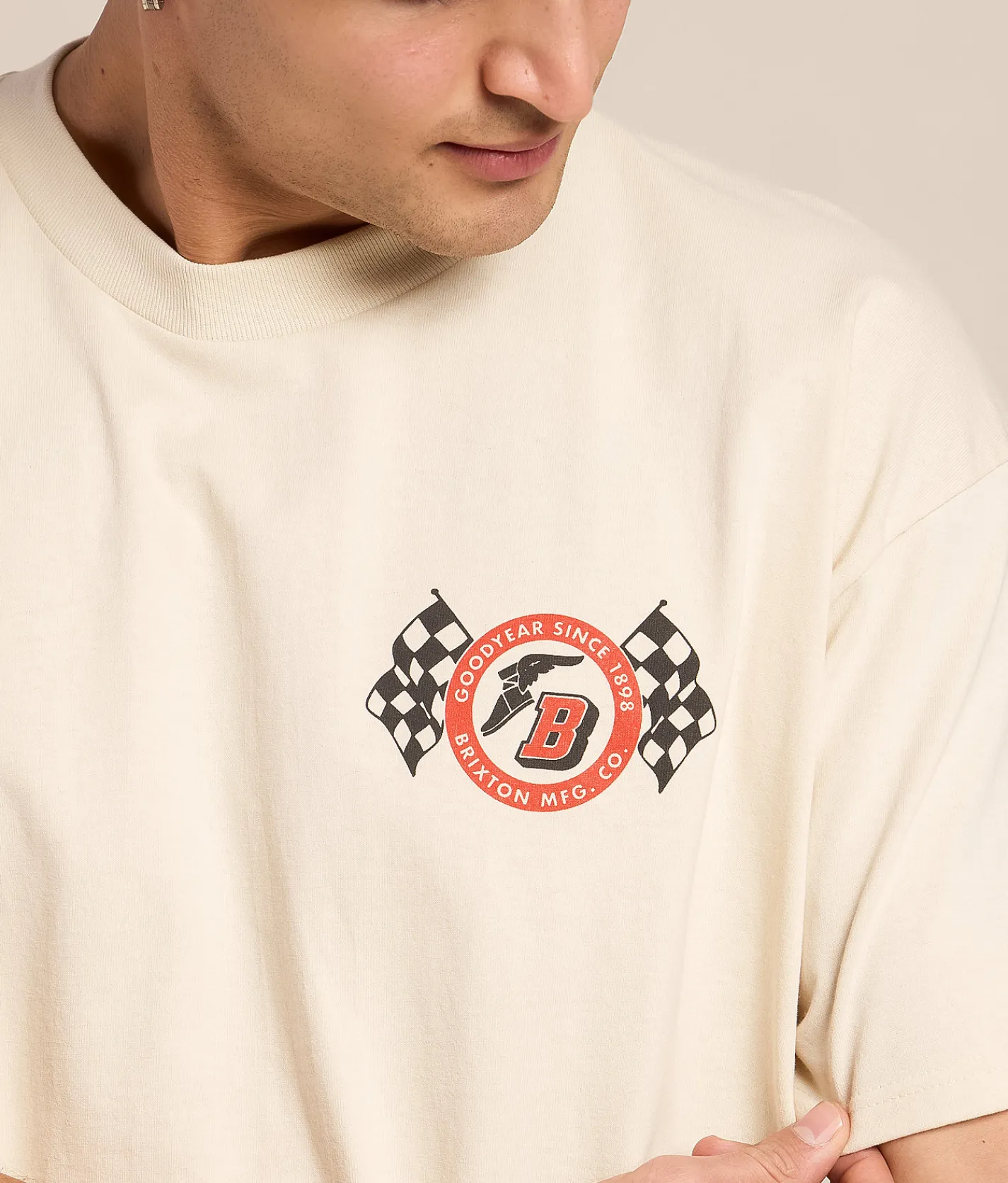 Tops|Graphic T-Shirts | Brixton Goodyear Speedway T-Shirt Cream