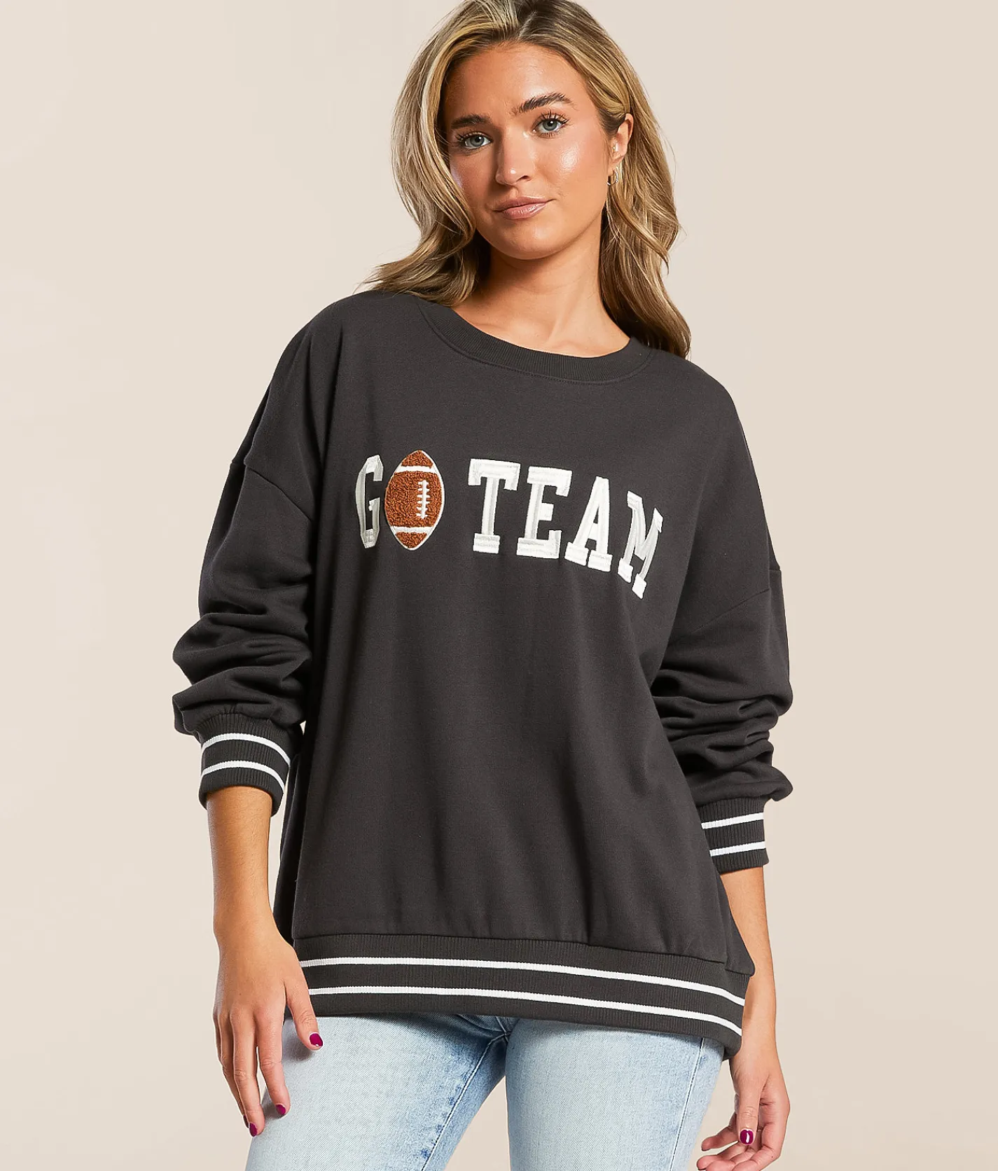 Tops | Z Supply Go Team Oversized Pullover Black Sands