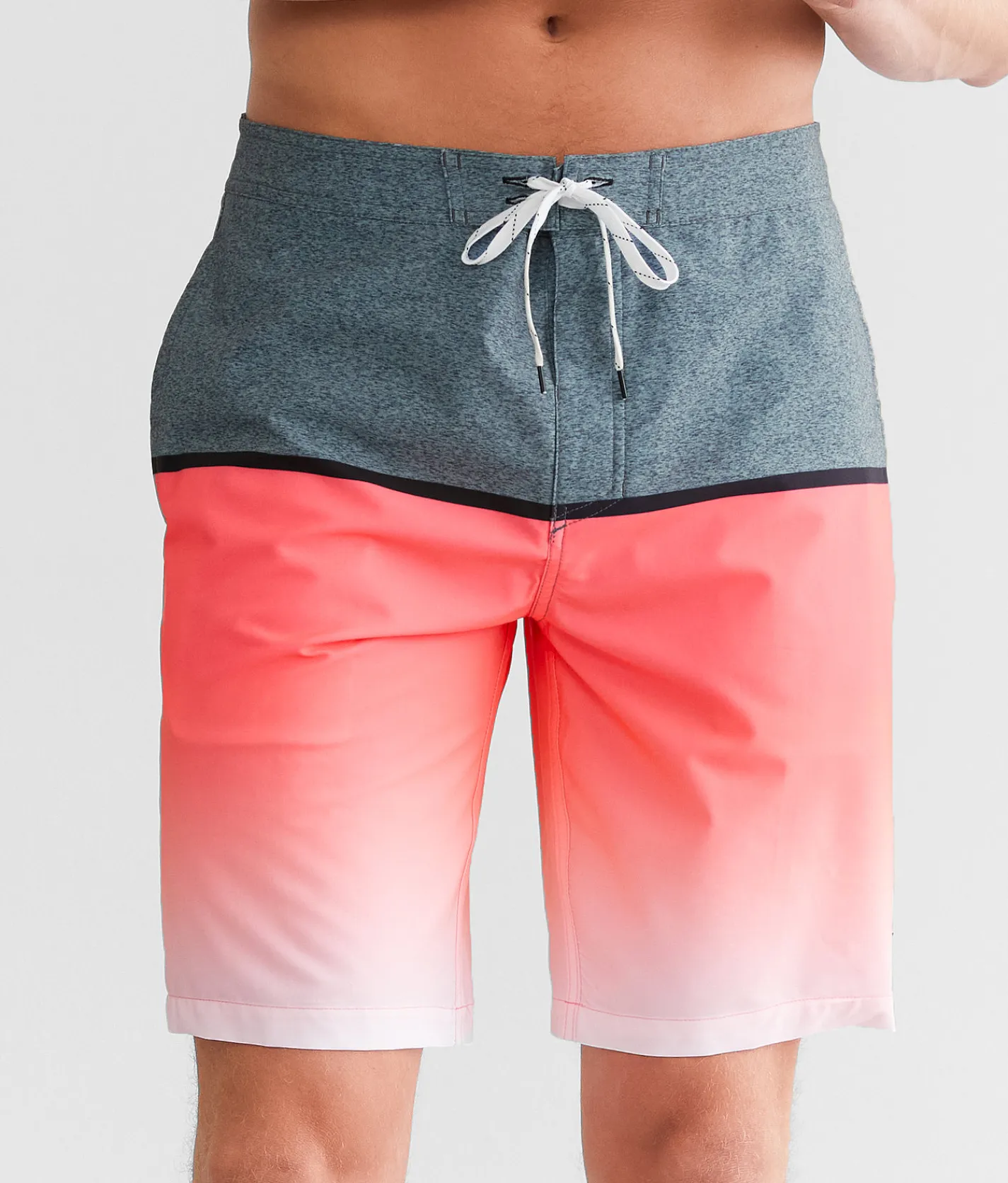 Bottoms|Swimwear | Veece Gradient Neon Stretch Boardshort Grey Pink