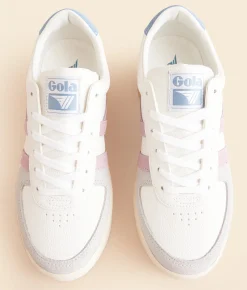 Shoes|Activewear | Gola® Grandslam Trident Leather Sneaker White Pastel Pink Iceberg