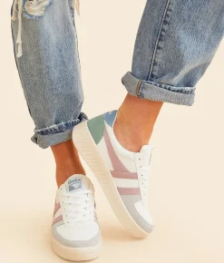 Shoes|Activewear | Gola® Grandslam Trident Leather Sneaker White Pastel Pink Iceberg