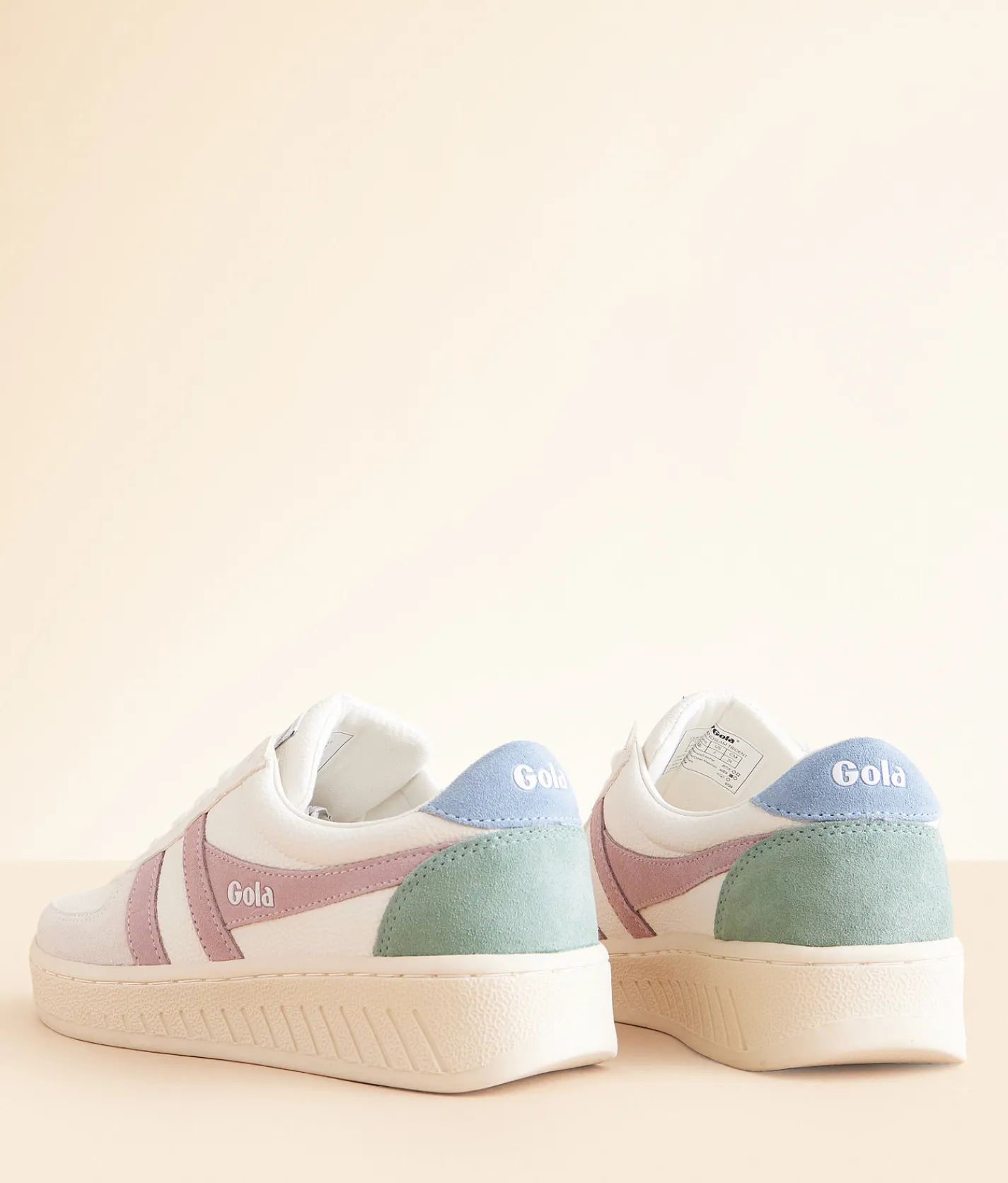 Shoes|Activewear | Gola® Grandslam Trident Leather Sneaker White Pastel Pink Iceberg
