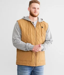 RVCA Grant Hooded Puffer Jacket Camel Clearance