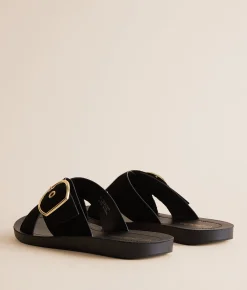 Shoes | Soda Graphics Big Buckle Sandal All Black