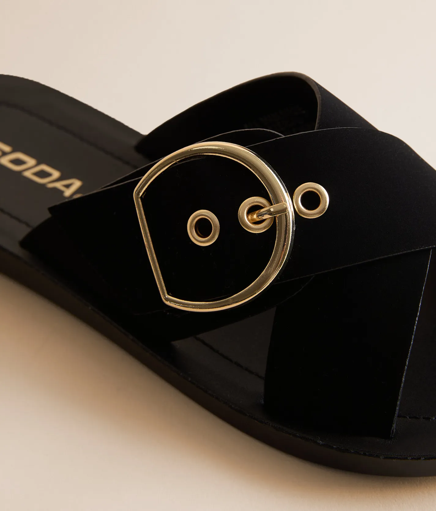 Shoes | Soda Graphics Big Buckle Sandal All Black