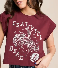 Tops | Life Clothing Grateful Dead Cropped Band T-Shirt Burgundy