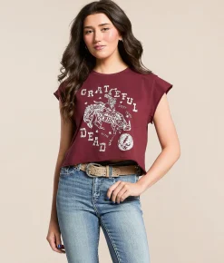 Tops | Life Clothing Grateful Dead Cropped Band T-Shirt Burgundy