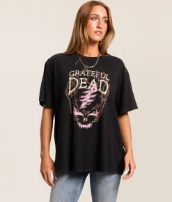 Tops | Life Clothing Grateful Dead Oversized Band T-Shirt Washed Black