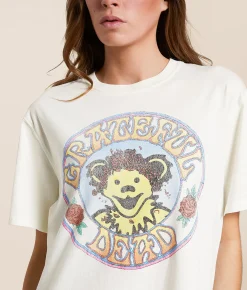 Tops | Life Clothing Grateful Dead Oversized Band T-Shirt Cream