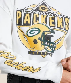 Junkfood Green Bay Packers Helmet Cropped Pullover Vintage White New