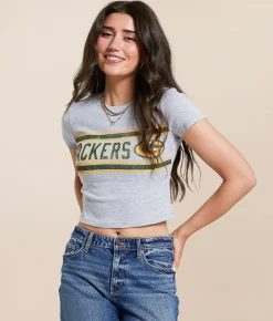 Tops | Junkfood Green Bay Packers Sideline Baby Cropped T-Shirt Heather Grey