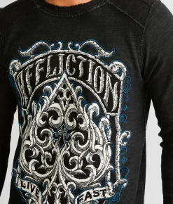 Graphic T-Shirts | Affliction Grim Intent Reversible Thermal Dark Forest Crys Wash Bk