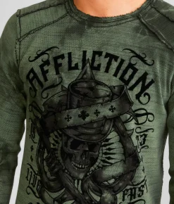 Graphic T-Shirts | Affliction Grim Intent Reversible Thermal Dark Forest Crys Wash Bk