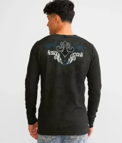 Graphic T-Shirts | Affliction Grim Intent Reversible Thermal Dark Forest Crys Wash Bk