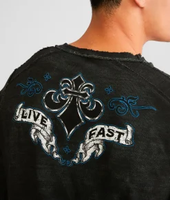 Graphic T-Shirts | Affliction Grim Intent Reversible Thermal Dark Forest Crys Wash Bk