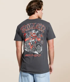 Tops|Graphic T-Shirts | Sullen Grip Rip T-Shirt Grey Pinstripe