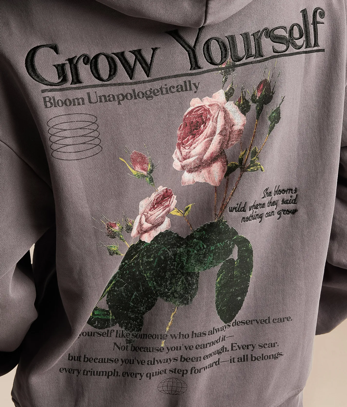 Modish Rebel Grow Yourself Hooded Sweatshirt Washed Purple Discount