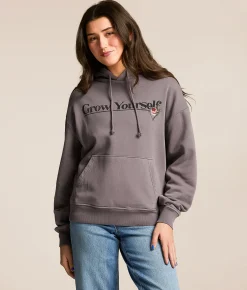 Modish Rebel Grow Yourself Hooded Sweatshirt Washed Purple Discount