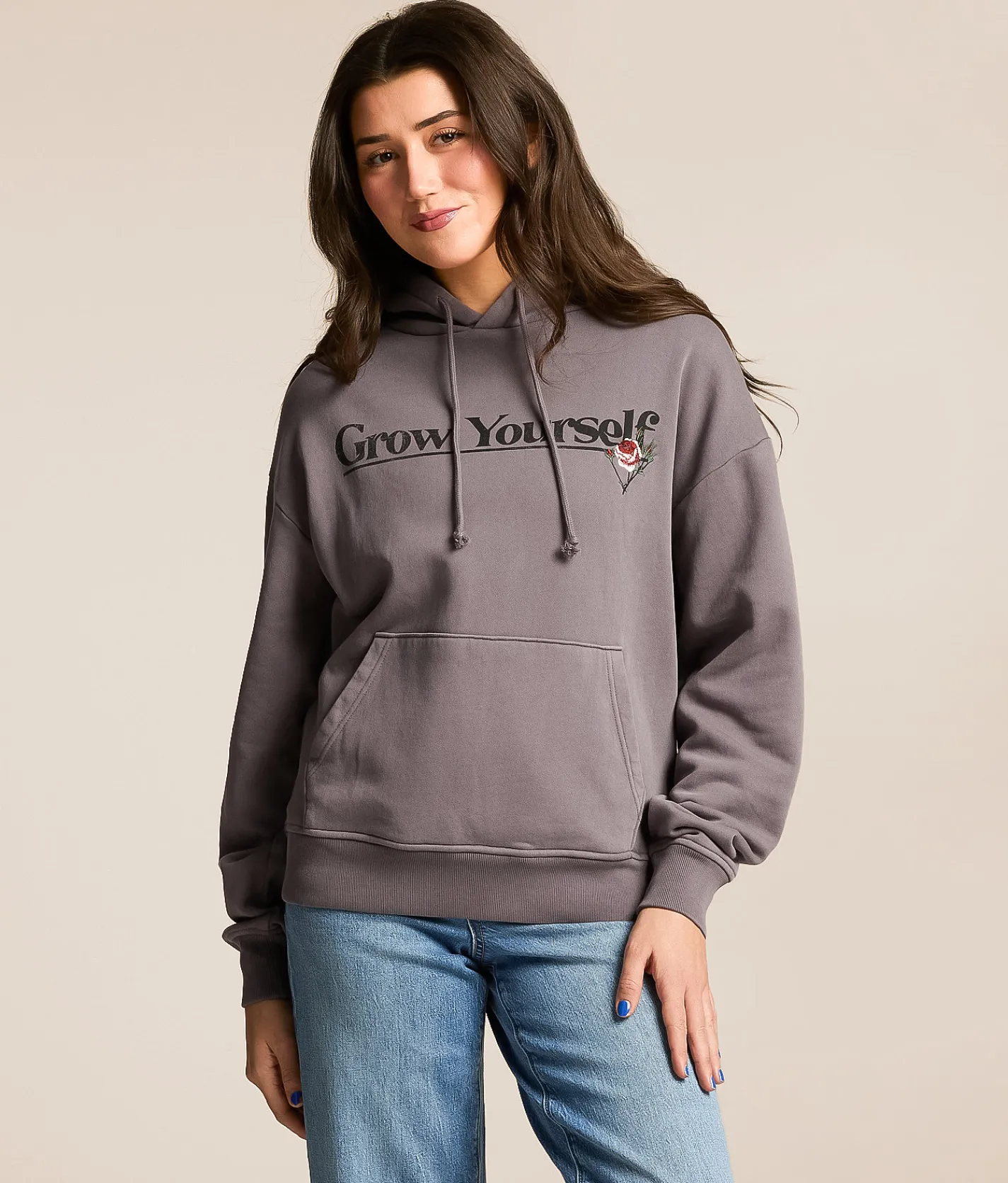 Modish Rebel Grow Yourself Hooded Sweatshirt Washed Purple Discount