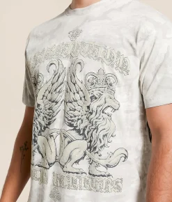 Tops|Graphic T-Shirts | Affliction Guardian Lion T-Shirt White Camo