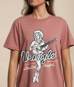 Wrangler® Guitar Girl T-Shirt Withered Rose Heather Sale